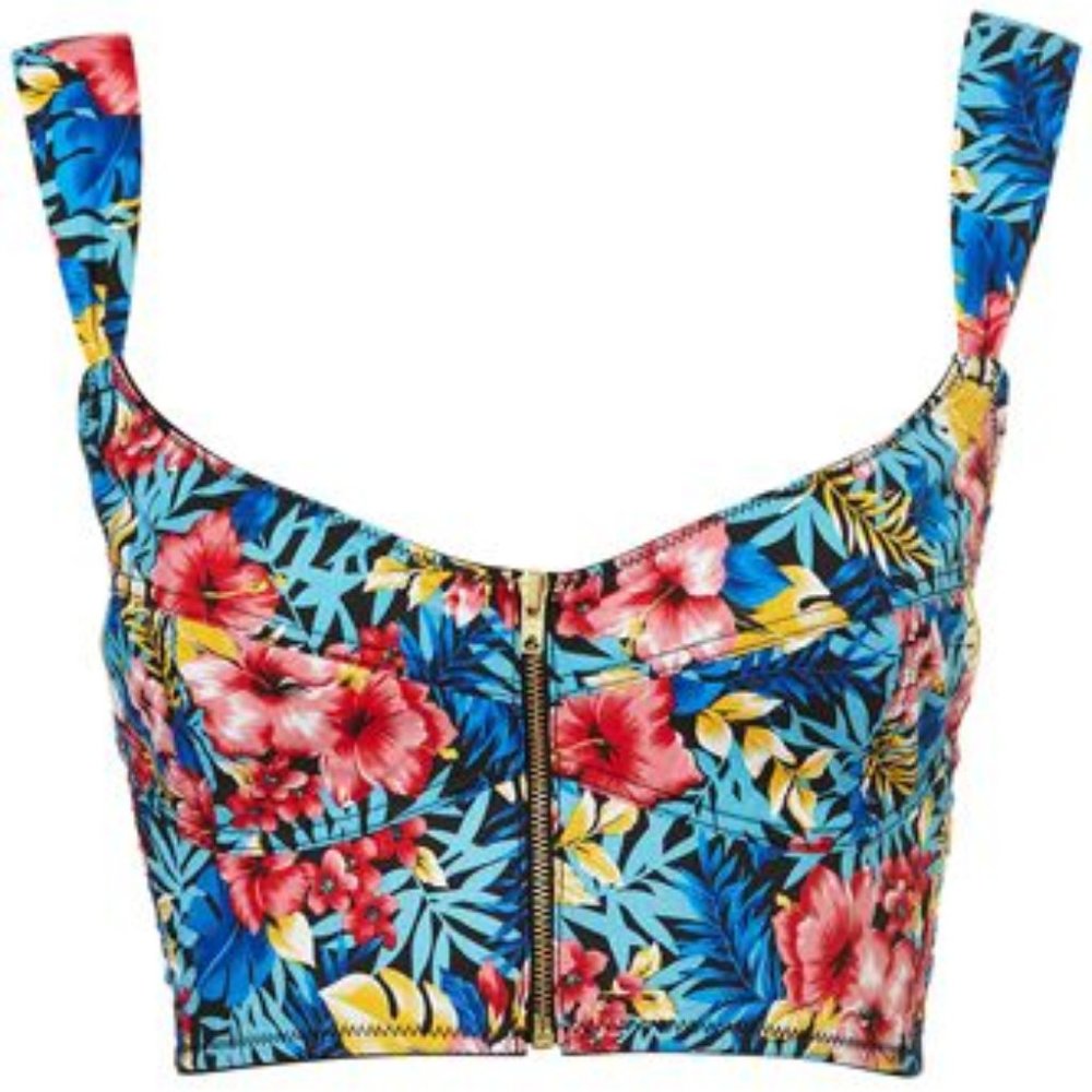 Topshop Hawaiian Print Crop Top